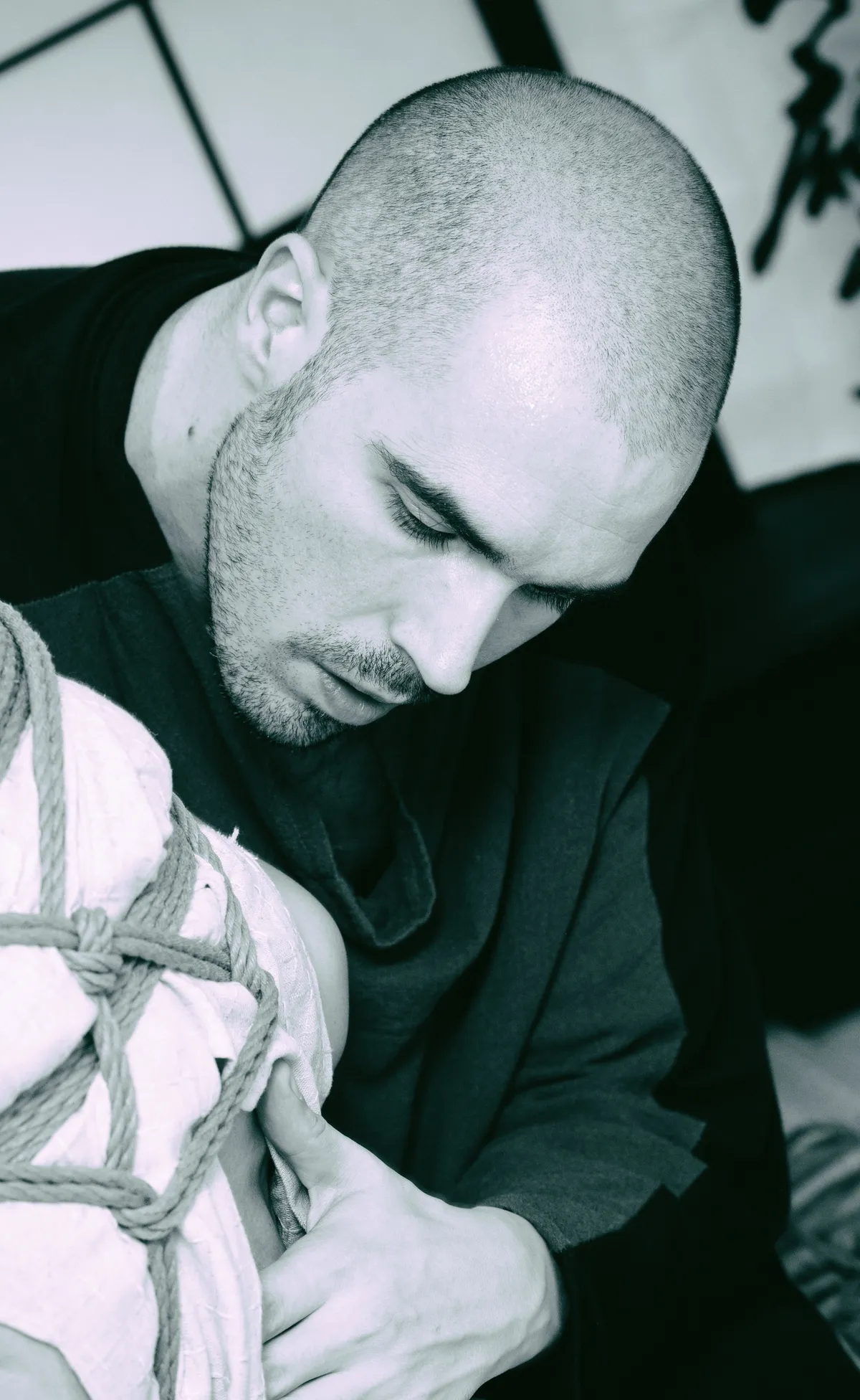 Portrait of Pablo Aida in shibari